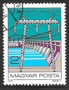 Hungria #2582 1979 "Linea de transmisión desde la estación eléctrica de Lenin"