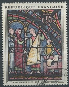 Francia #1077 1963 «Comerciantes de pieles, vitral en la catedral de Chartres»