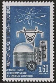 Francia #1135 1965 Nueva (Hinged) "20 Años de la Comisión de Energía Atómica"
