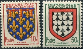 Francia #659 - 660  1951  Nuevas NH "Escudos de armas"