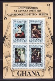 GHANA  #630  1977 H.S.   Nueva  NH "Obras de Rubens, Tiziano y Gainsborough"