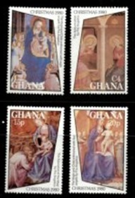 GHANA  #737 - 740  1980 Serie completa  Nueva NH  "Obras de Fra angelico . Navidad"