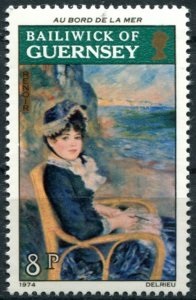 Guernsey #117  1974 Nueva NH "A la orilla del mar, de Renoir"