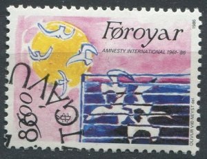 Islas Feroe  #145  1986 Scott $1.25  "25 años de Amnistía Internacional - Palomas"