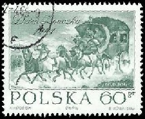 Polonia #1270  1964 "Coche de correos - Dia del sello"
