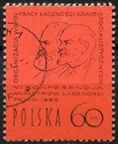 Polonia #1333 1965  "Mark y Lenin - VI Conferencia de los ministros de correos de los países comunistas"