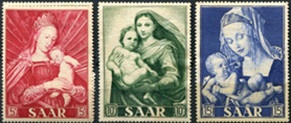 Saar #250 - 252  1948 Serie completa  Nuevas (Hinged)  Scott $8.05  "Año Mariano - Obras de Rafael, Durero y Holbein"