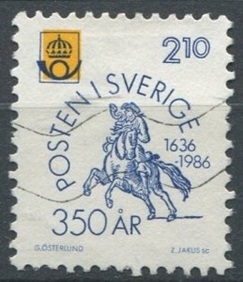 Suecia #1589 1986 "Cartero a caballo - 350 Años del servicio postal sueco"
