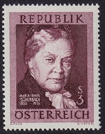 Austria #758 1966  Nueva NH Scott $0.60   "Marie von Ebner-Eschenbach, escritora"