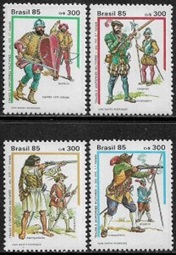 Brasil #2017 - 2020 1985 Serie completa Nueva NH "Uniformes militares del siglo XVII"