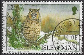 Isla de Man #377 1988 Scott $0.75 "Búho de orejas largas"