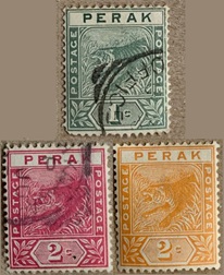 Malasia Perak #42 - 44   1892 (#44 nueva)  "Tigre malayo"
