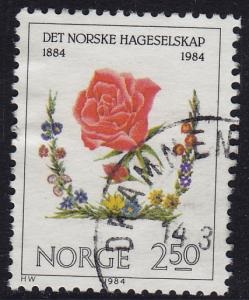 Noruega #844   1984 "Rosa - Centenario de la  Sociedad de horticultura"