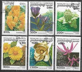 Cambodia #1758 - 1763   1998  Serie completa Scott $1.50 "Flores"