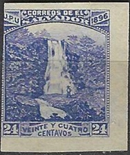 El Salvador #154 1896 Nueva NH Imperforada $1.25 "Catarata Atehausillas