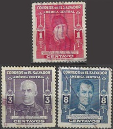 El Salvador #596, #598 y #600  1945
