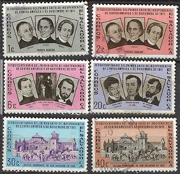 El Salvador #719 - 720, #722, #724 y #725 - 726 1961 "150 años del llamado para la independencia"
