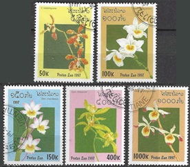 LAOS #1322 - 1324 y #1326 - 1327  1997 Scott $2.50 "Orquídeas"