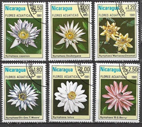 NICARAGUA #1114 - 1119  1981 "Flores acuáticas"