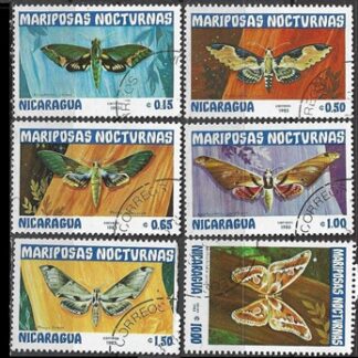 Nicaragua #1230 - 1234 y #1236  1983 "Polillas nocturnas" (#1234 con daño)