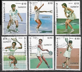 Nicaragua #1624 - 1629   1987 "CAPEX 87 - Tenis"