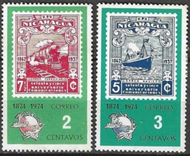 Nicaragua #939 - 940  1974  Nuevas (Hinged)  «100 Años de la U.P.U.»