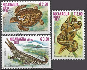 Nicaragua #C1034 - 1036  1982 "Reptiles"