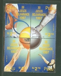 Peru  #1165  1997 Serie completa Nueva NH Scott $22.50 "XIII Juegos Bolivarianos"