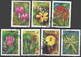 TANZANIA #1303 - 1309  1994 Serie completa Scott $6.50  "Flores"