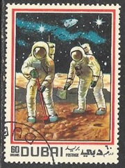 Dubai #118a  1969  "Primer aterrizaje tripulado en la luna: Apolo 11"