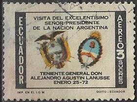 Ecuador #C491   1972 "Escudos de Ecuador y argentina"