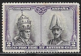 España #B74 1928  Nueva (Hinged)  "Pius XI y  Alfonso XIII"