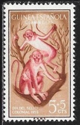 Guinea Española  #B35   1954  Nueva (Hinged) "Guenón de orejas rojas"