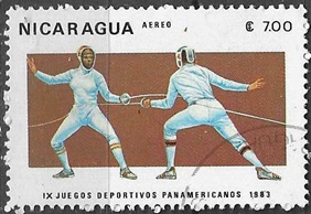 Nicaragua #1258  1983  CTO "Esgrima - IX Juegos panamericanos"