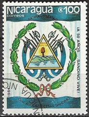 Nicaragua #1334 1984  "Escudo de armas - 50 Años del fallecimiento de Sandino"