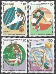 Nicaragua #1685, #1687 - 1688 y #1690   1988 "Olimpiadas Seúl 88"