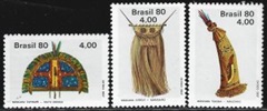 Brasil #1686 - 1688 1980 Serie completa Nueva Scott $0.90 "Mascaras tradicionales" NH