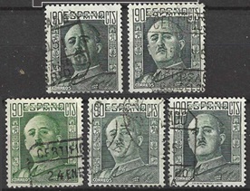 España  #714  1948 Variación de color "Gen. Franco"