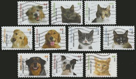 Estados Unidos #4451 - 4460  2010 Serie completa "Razas de perros y gatos