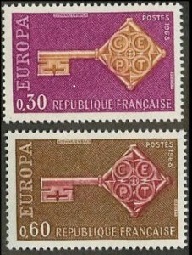 Francia #1209 1968 Serie completa Nueva NH "Europa"