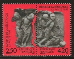 Francia #2365a 1993 Serie completa Nueva NH Scott $3.00 "Héroes y mártires de la resistencia"