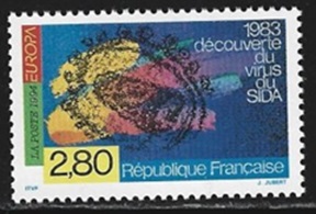 Francia #2419 1994 Nueva NH Scott $1.25 "Descubrimiento del virus del SIDA"