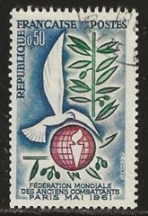 Francia #995  1961 "Paloma y rama de olivo"