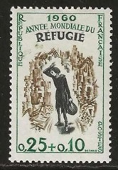 Francia #B340 1960 Nueva (Hinged) "Año internacional de los refugiados"