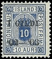 Islandia #O23  1902 Nueva (Hinged) Scott $1.25 "Numerales"