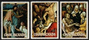 Islas Cook  #346 -348   1973 Serie completa  Nueva  NH Scott $1.00 "Pascua, obras de Tiziano, Rubens y Durero"