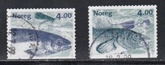 Noruega #1215 - 1216  1999 Serie completa "Salmon y bacalao"