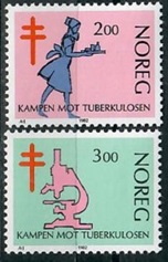 Noruega #802 - 803  1982 Serie completa Nueva NH Scott $1.50 "Lucha contra la tuberculosis"