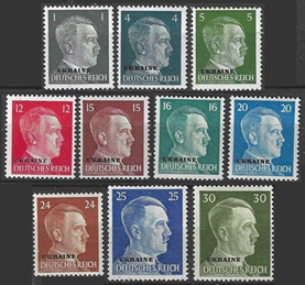 RUSIA ocupación alemana de Ucrania #N41, #N43 – N44 y #N50 – N56 Nuevas (Hinged) 1941