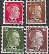RUSIA ocupación alemana de Ucrania #N50, #N54, #N56 y #N59 1941 Nuevas (Hinged)